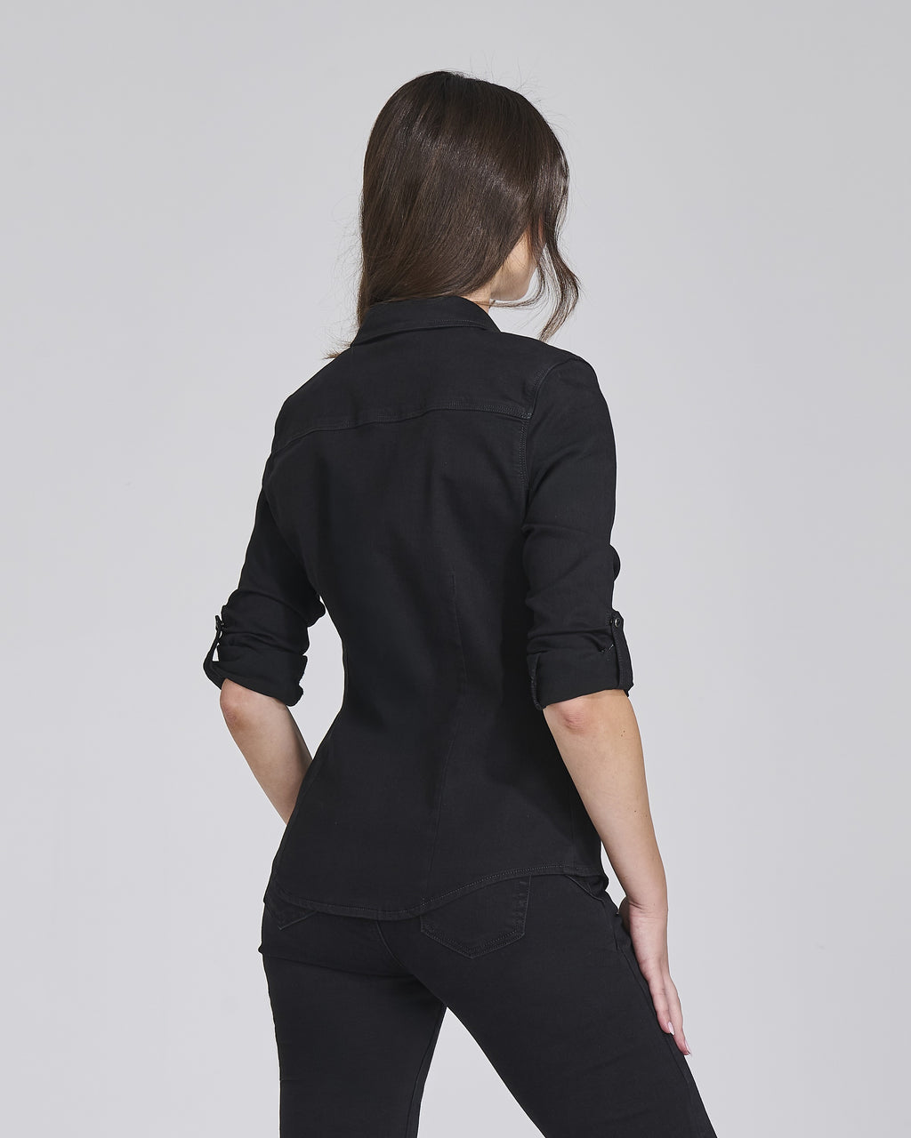 Camicia di jeans nera con tasche donna – Chiara Dalba, foto 3