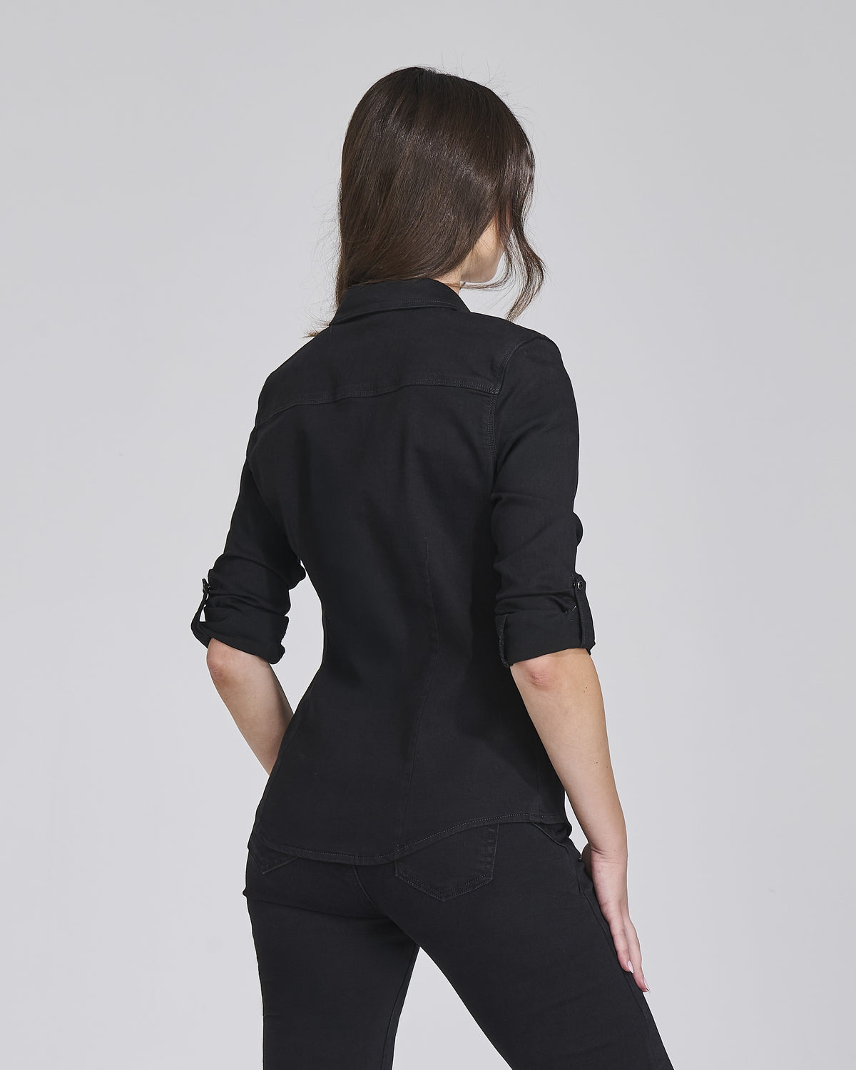 Camicia di jeans nera con tasche donna – Chiara Dalba, foto 3