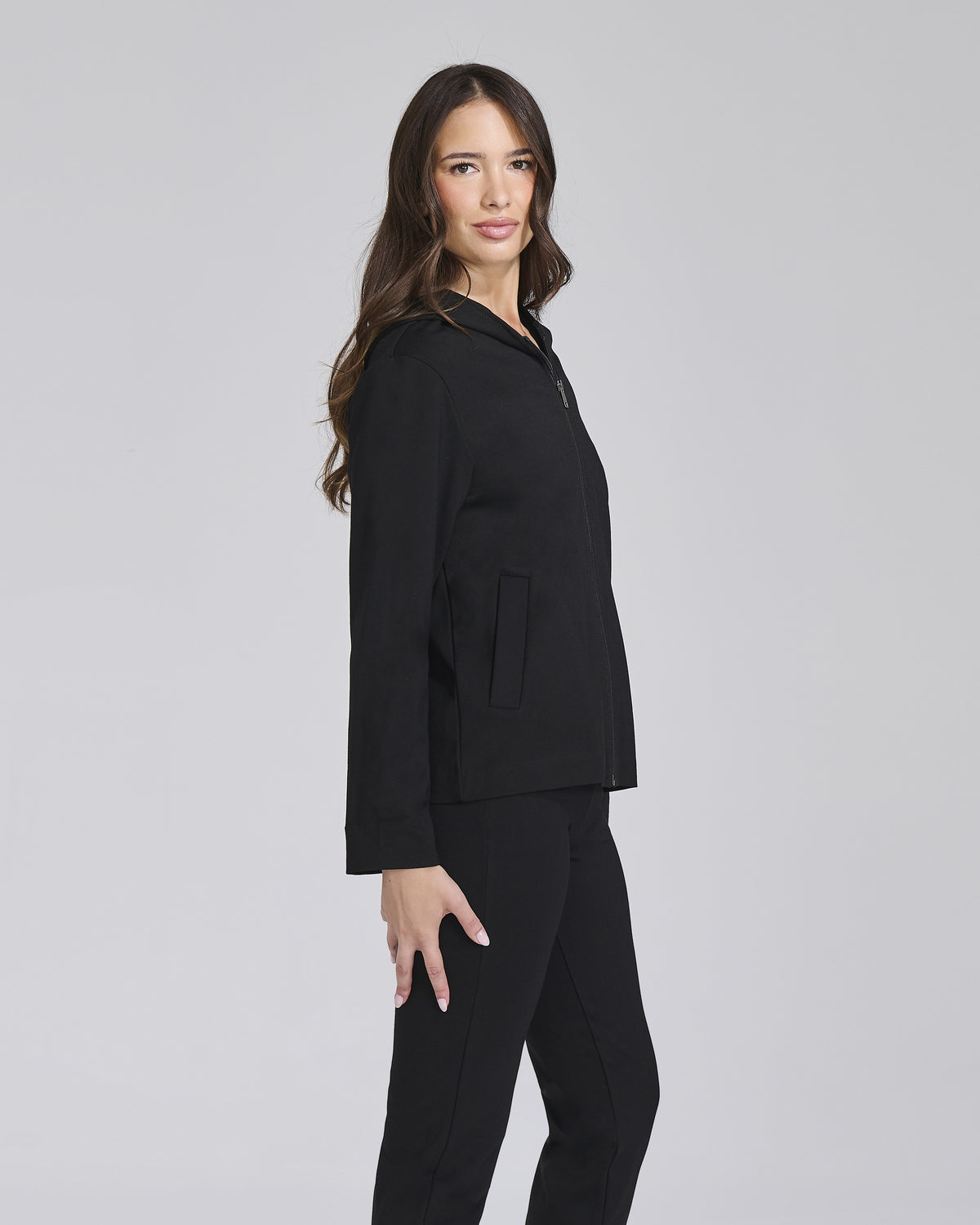Giacca in maglina con cappuccio e zip donna – Chiara Dalba, foto 2