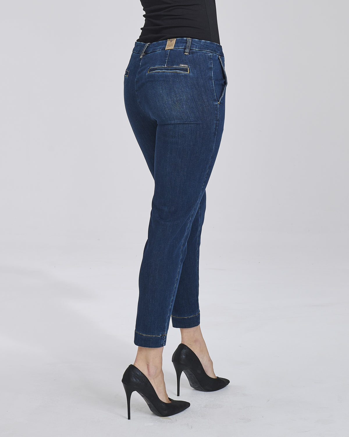 Jeans slim lavaggio blu medio con tasche chino donna – Chiara Dalba, foto 5