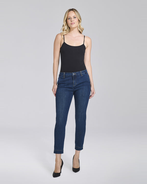 Jeans slim lavaggio blu medio con tasche chino - Chiara Dalba