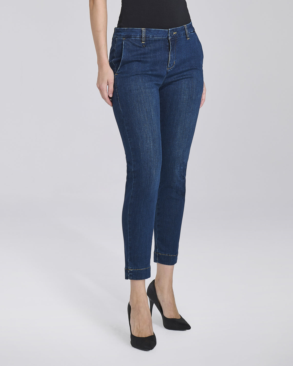 Jeans slim lavaggio blu medio con tasche chino donna – Chiara Dalba, foto 4