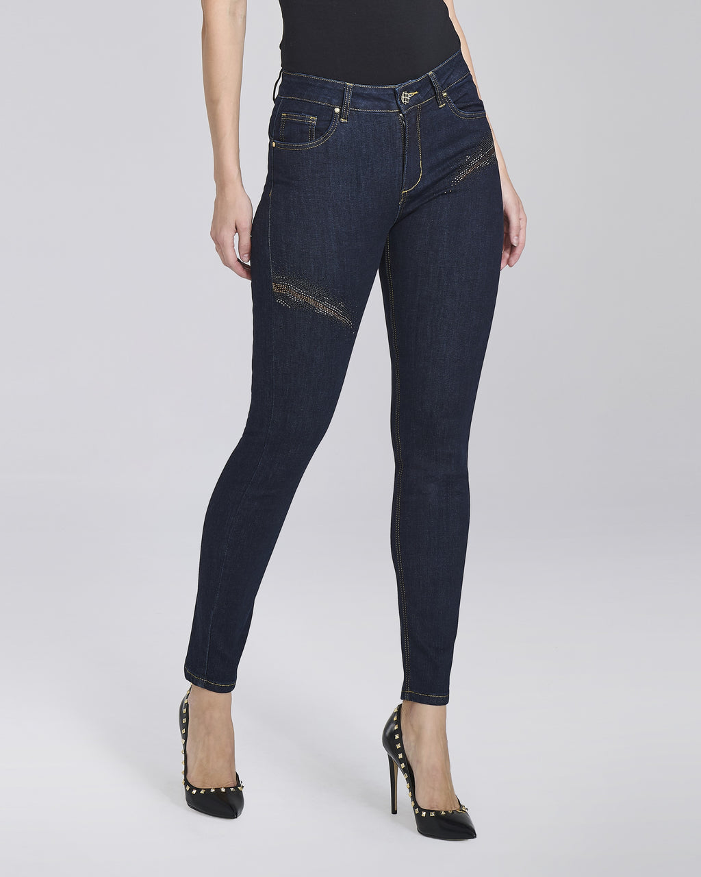 Jeans skinny con applicazione decorativa donna, colore Denim – Chiara Dalba