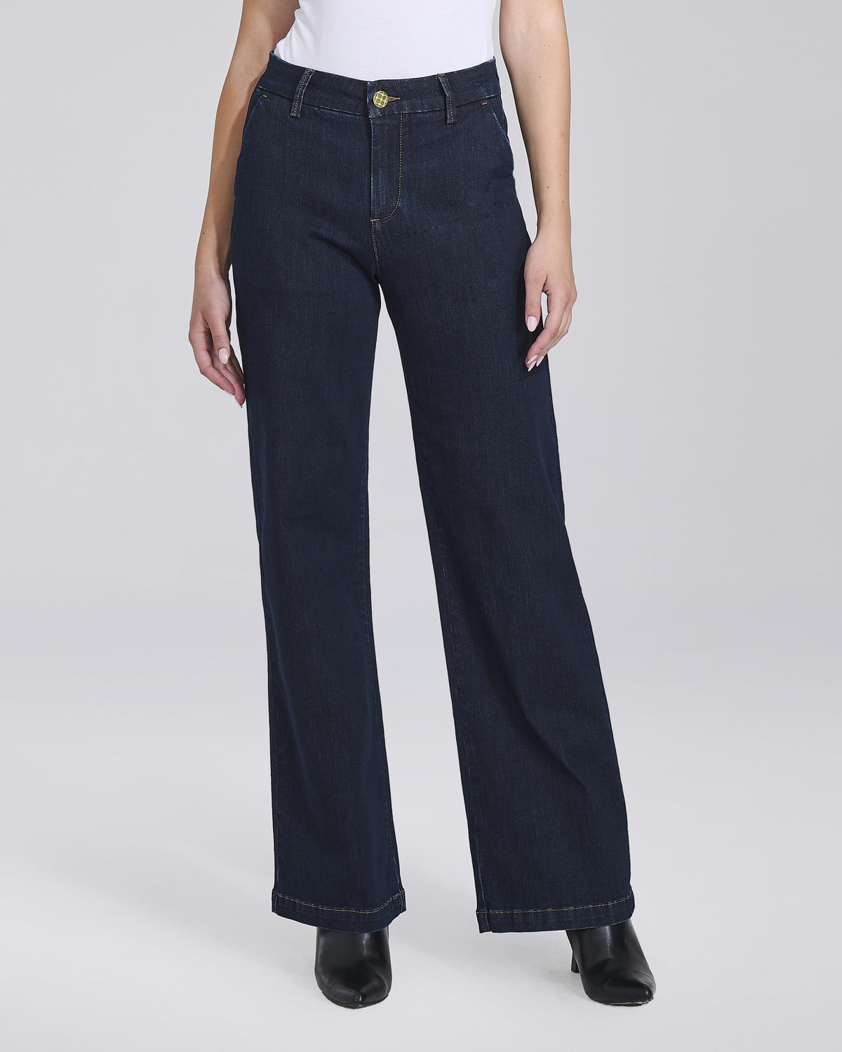 Jeans palazzo con tasche chino donna, colore Denim – Chiara Dalba
