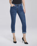 Jeans push up con risvolti