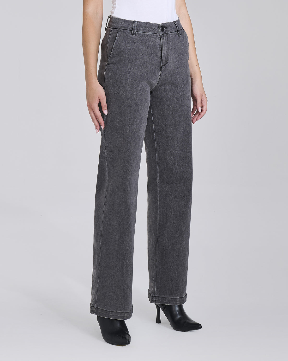 Jeans palazzo grigio con tasche chino donna, colore Grigio – Chiara Dalba