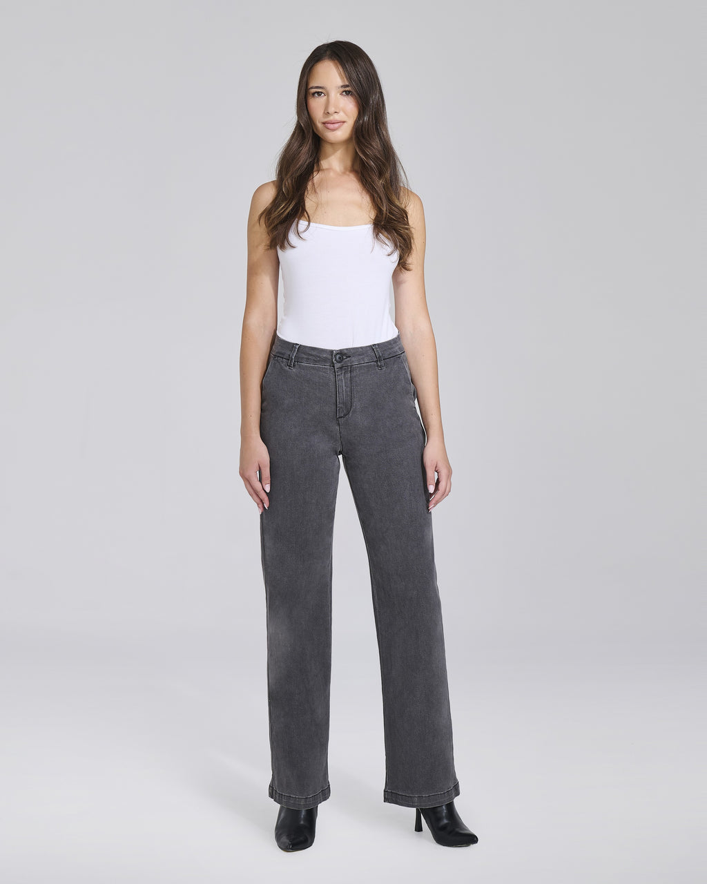 Jeans palazzo grigio con tasche chino donna – Chiara Dalba, foto 3