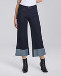 Jeans wide leg con maxi risvolto