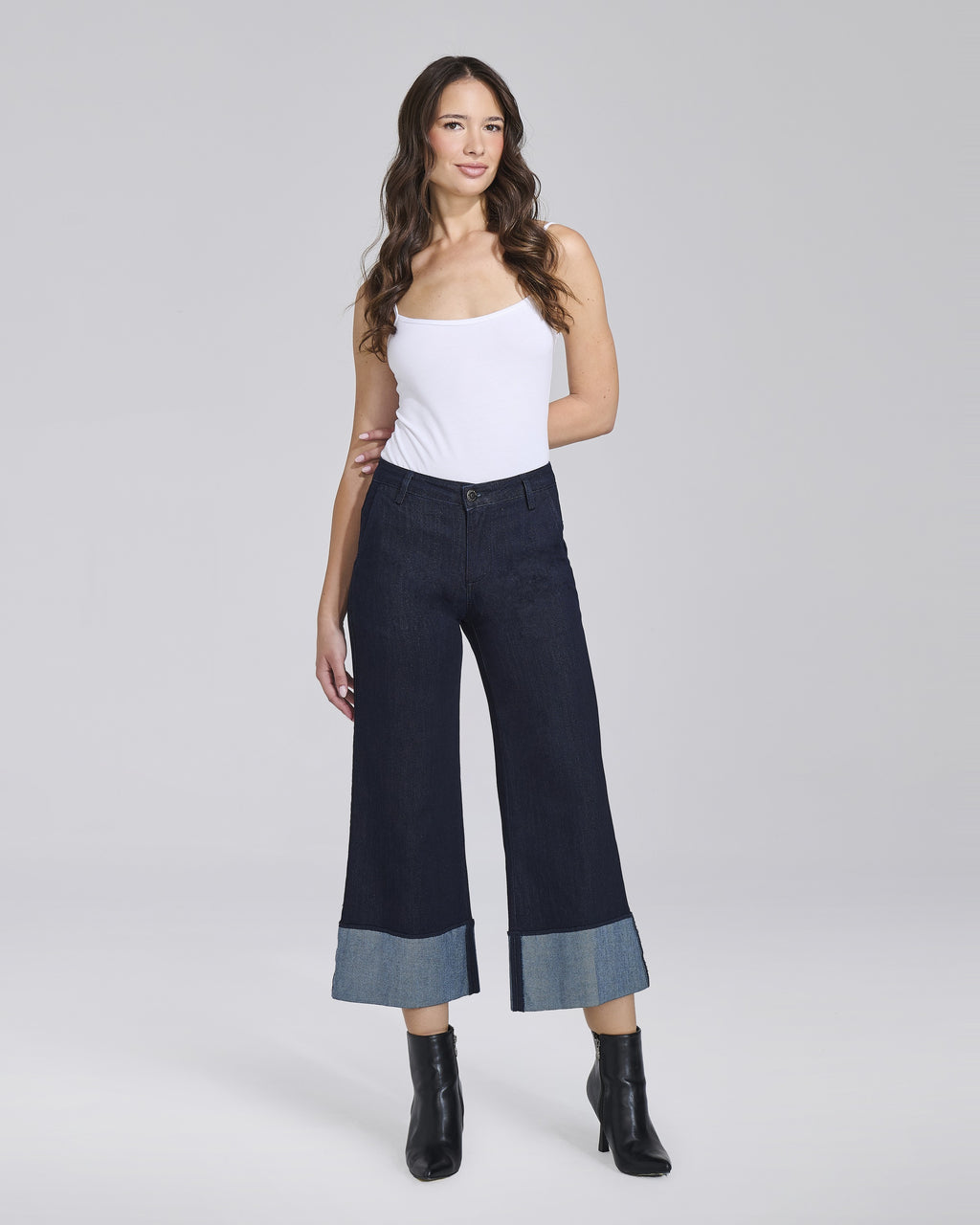 Jeans wide leg con maxi risvolto donna – Chiara Dalba