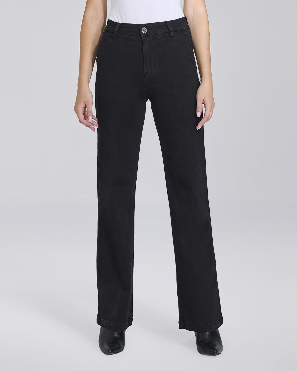 Jeans palazzo nero con tasche chino donna, colore Nero – Chiara Dalba