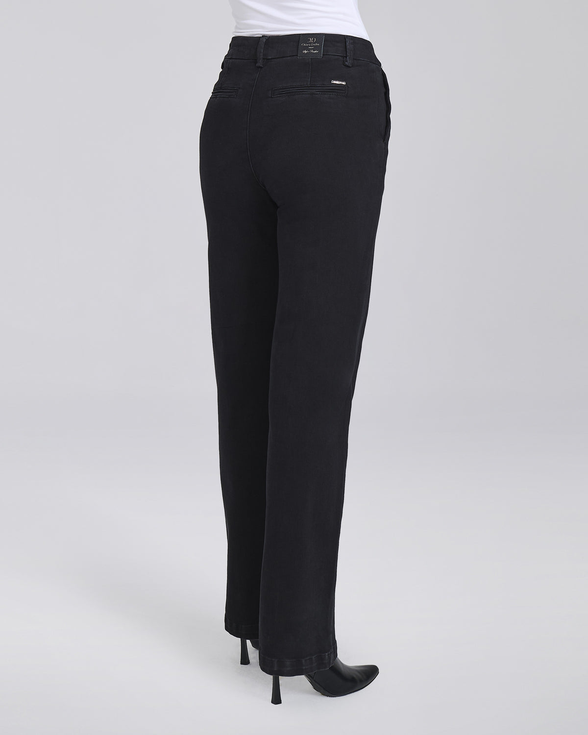 Jeans palazzo nero con tasche chino donna – Chiara Dalba, foto 5
