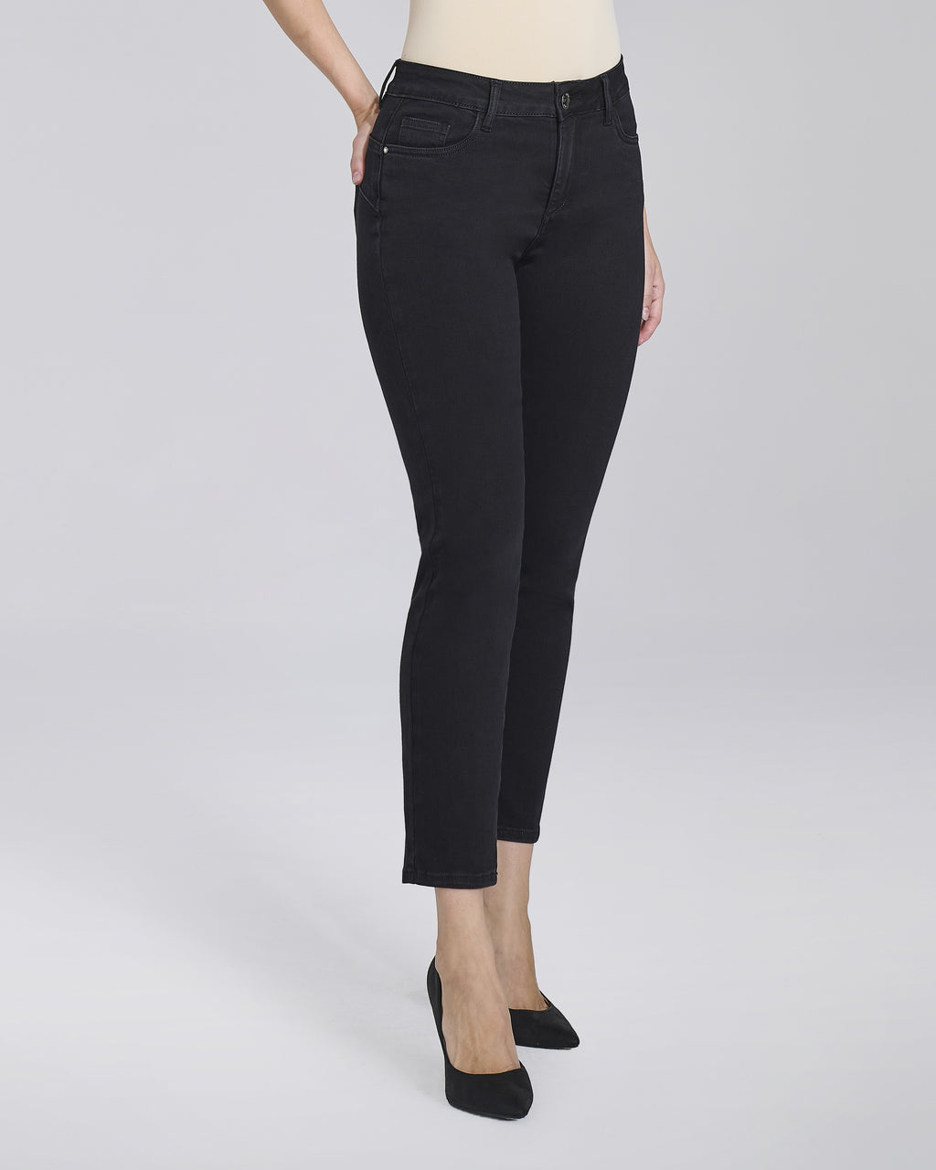 Jeans slim push up nero 5 tasche donna, colore Denim – Chiara Dalba