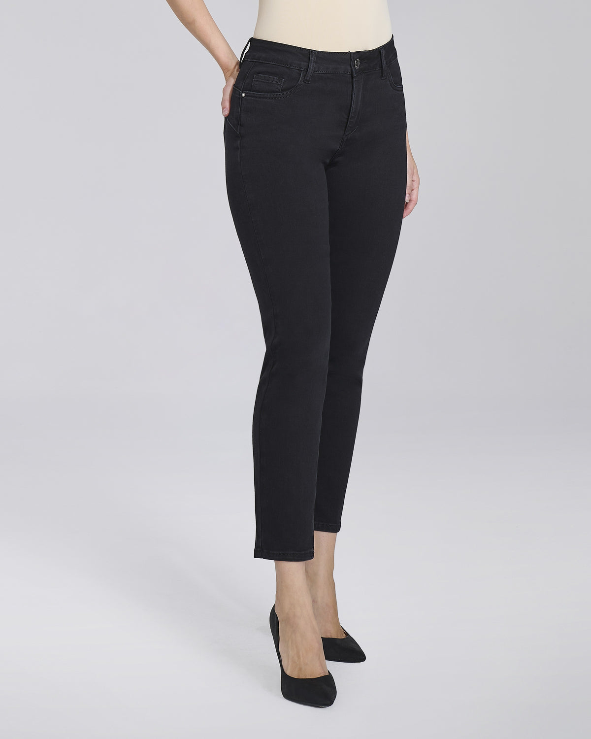 Jeans slim push up nero 5 tasche donna, colore Denim – Chiara Dalba