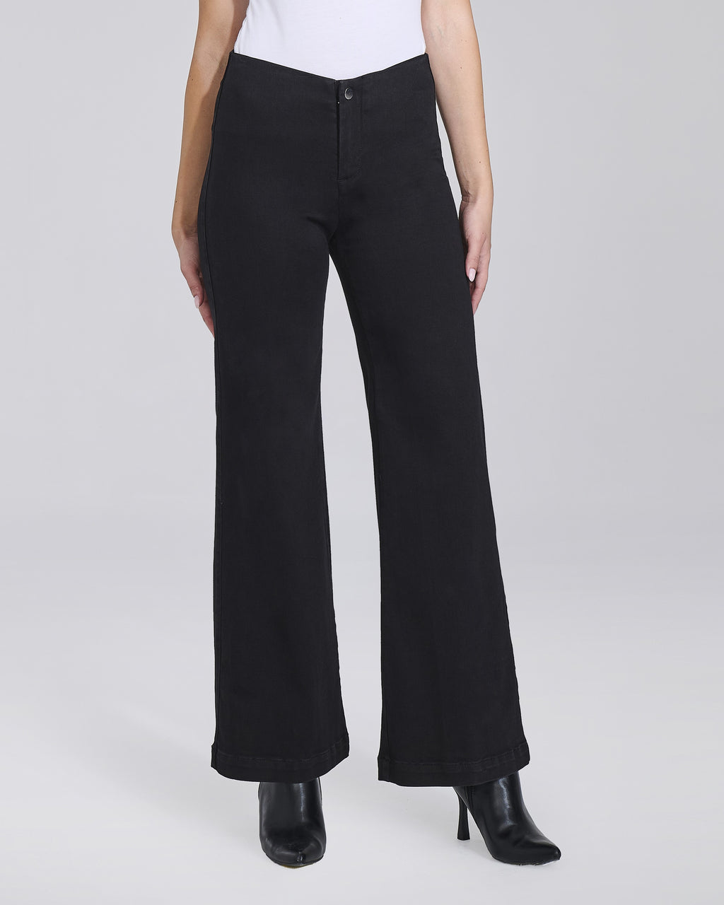 Jeans palazzo nero senza tasche con elastico donna, colore Nero – Chiara Dalba