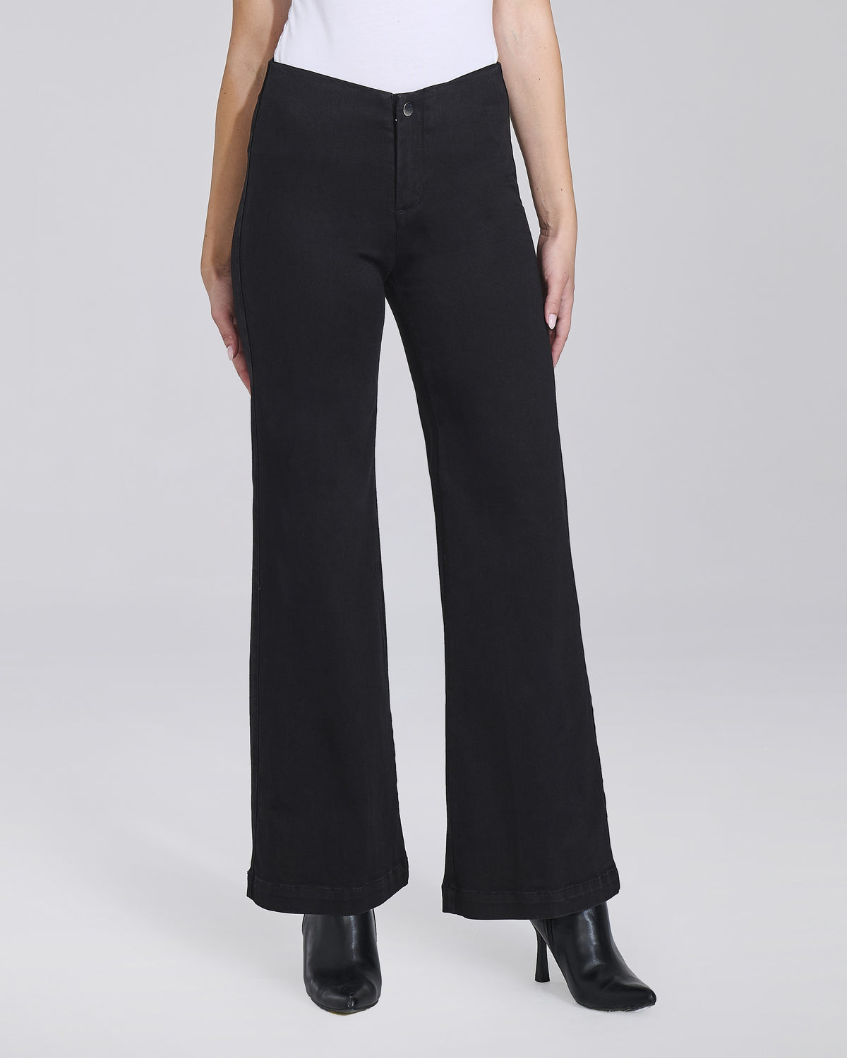 Jeans palazzo nero senza tasche con elastico donna, colore Nero – Chiara Dalba