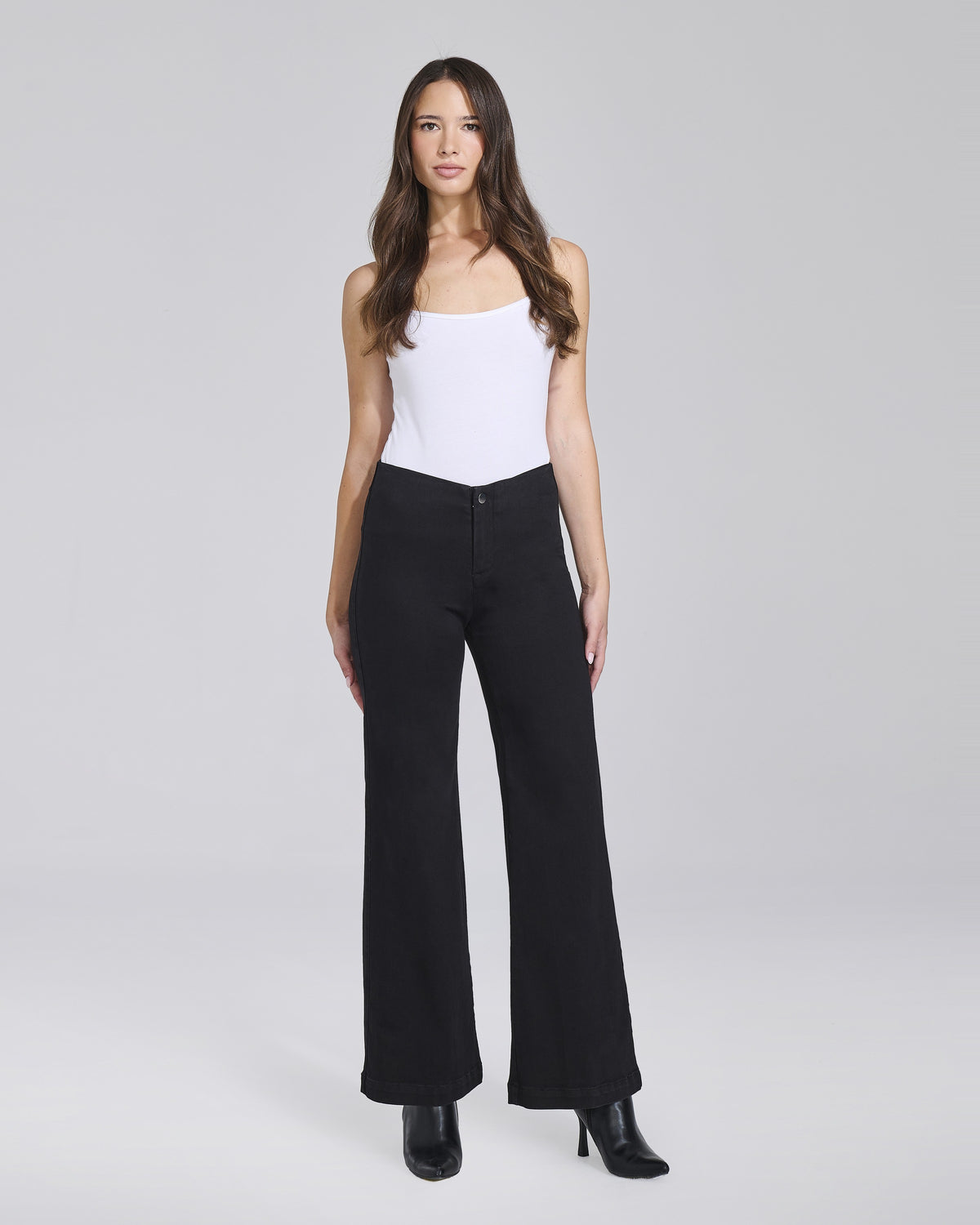 Jeans palazzo nero senza tasche con elastico donna – Chiara Dalba