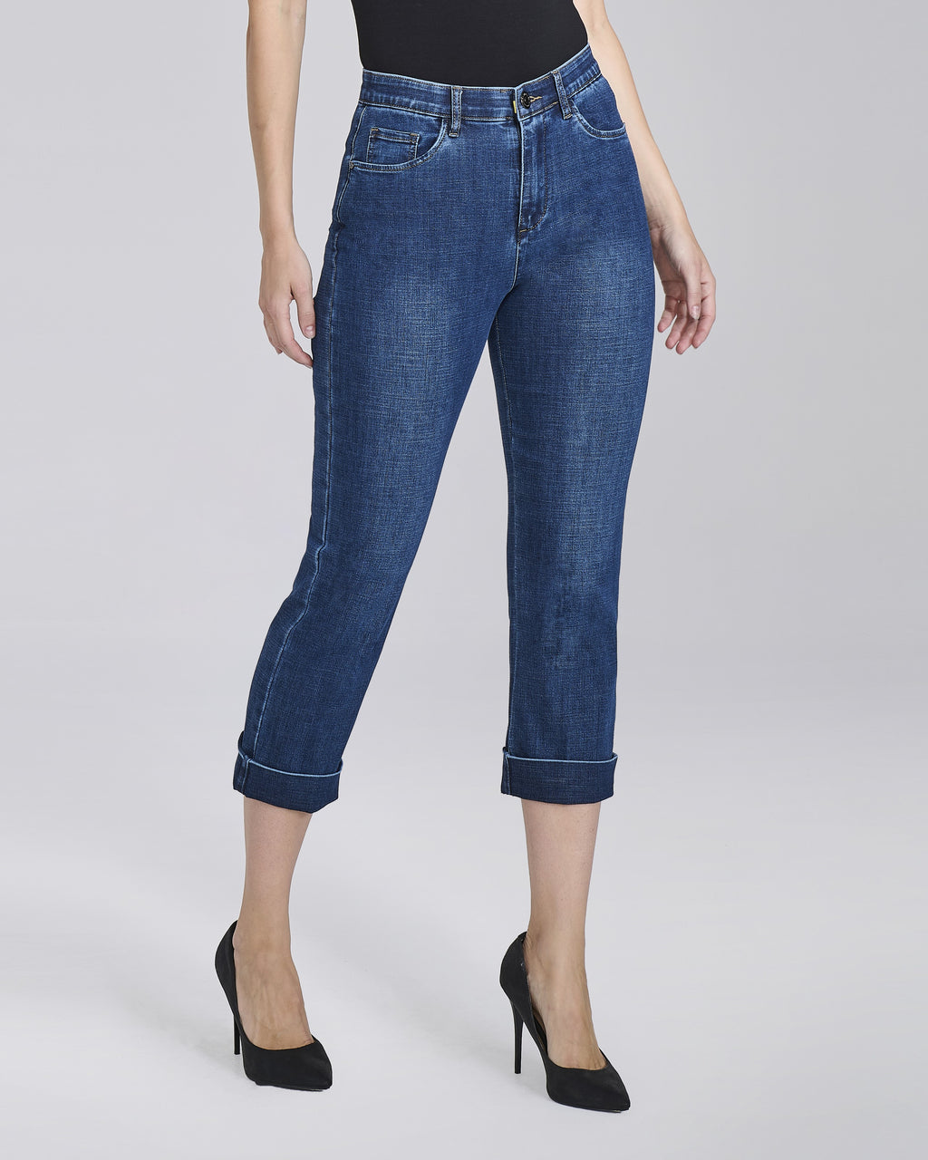 Jeans cropped con risvolti donna, colore Denim – Chiara Dalba