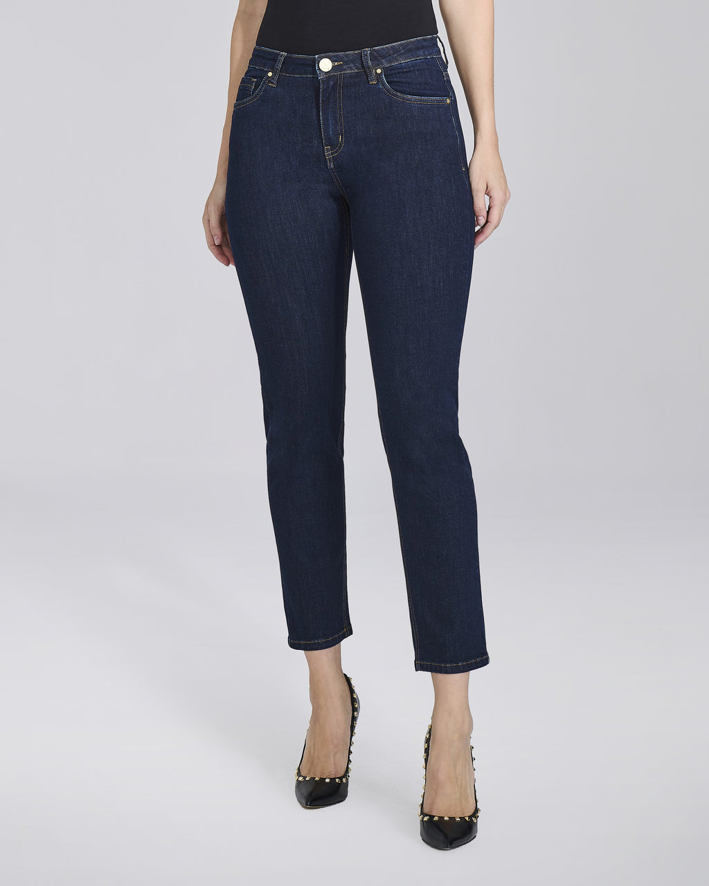 Jeans slim push up cropped blu scuro donna, colore Blu – Chiara Dalba