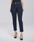Jeans slim push up cropped blu scuro