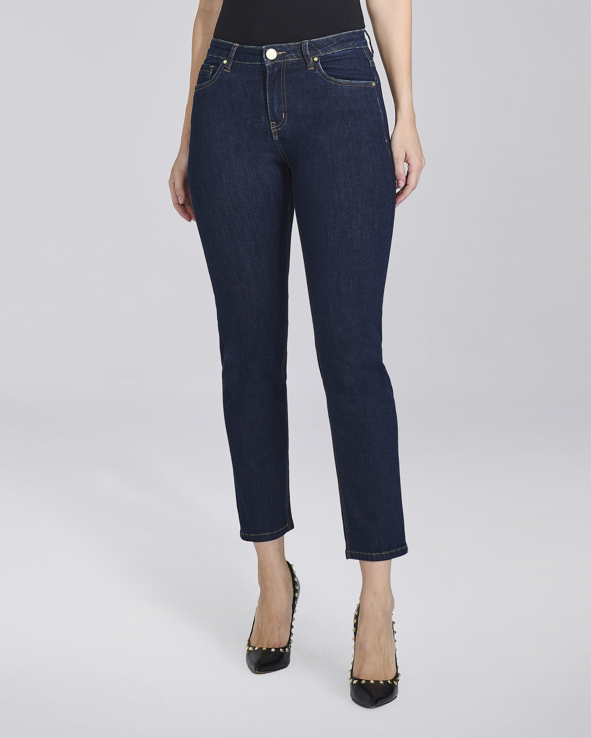 Jeans slim push up cropped blu scuro donna, colore Blu – Chiara Dalba