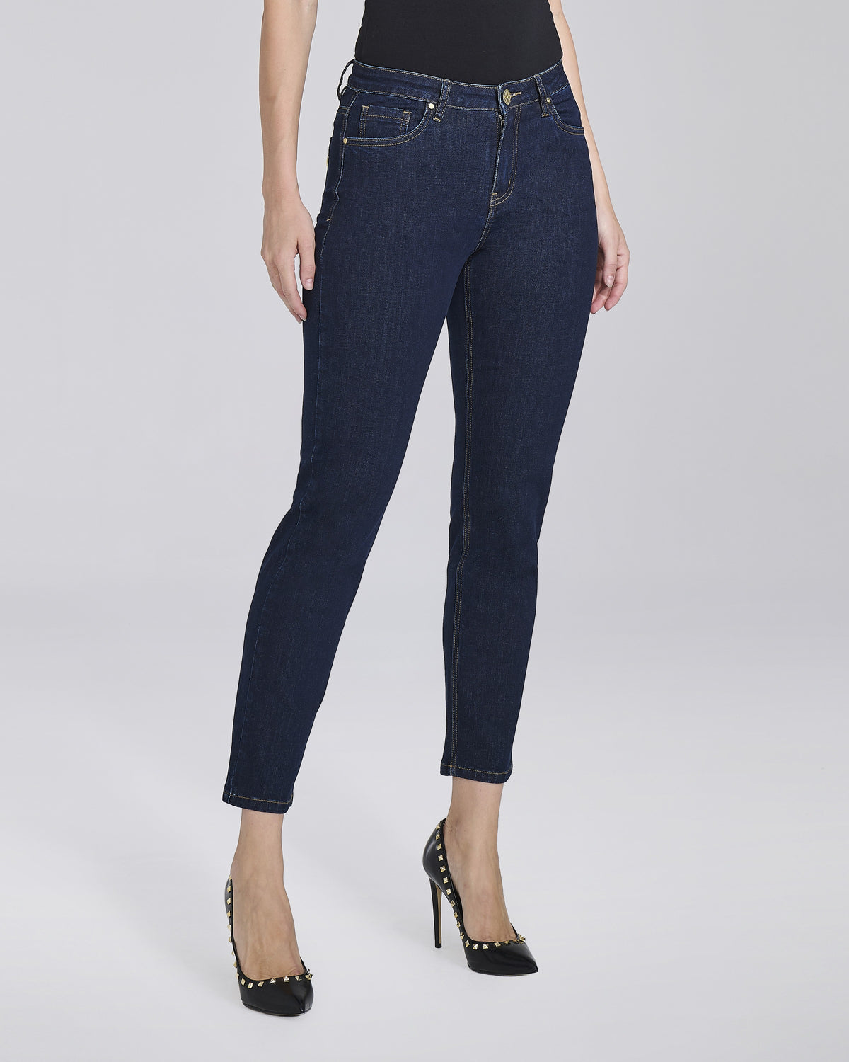 Jeans slim push up cropped blu scuro donna – Chiara Dalba, foto 4