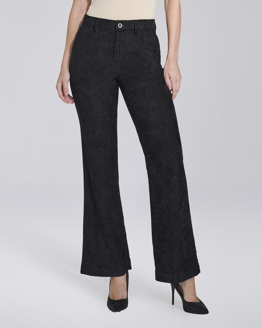 Pantalone flare con tasche chino donna, colore Nero – Chiara Dalba