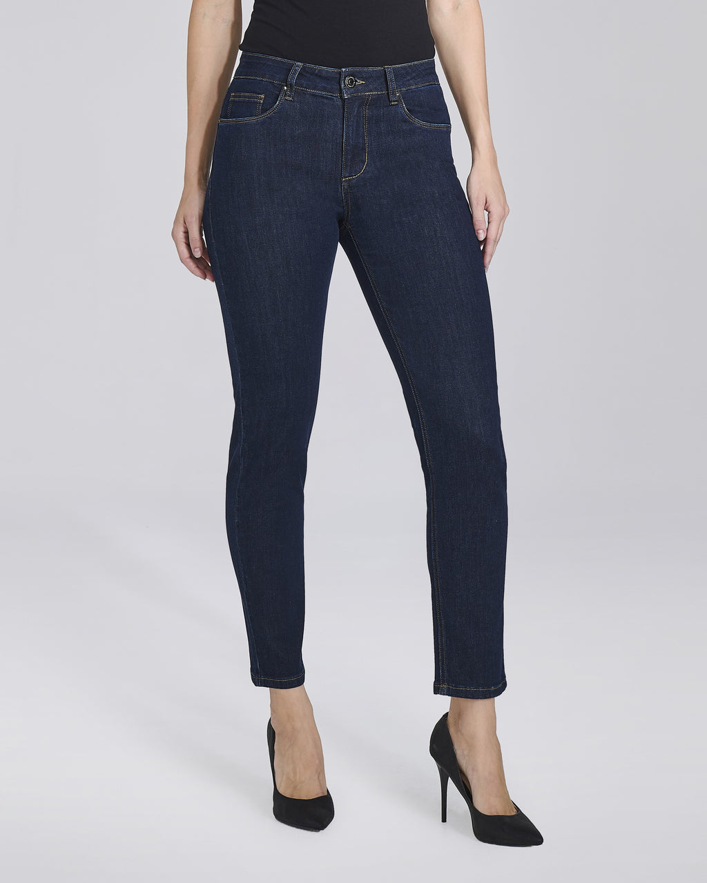 Jeans slim push up blu notte con impunture tono su tono donna – Chiara Dalba, foto 4