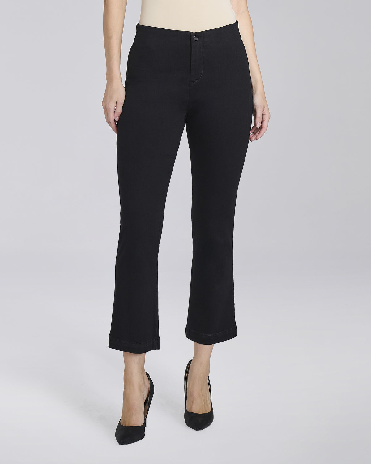 Jeans flare cropped nero senza tasche donna, colore Denim – Chiara Dalba