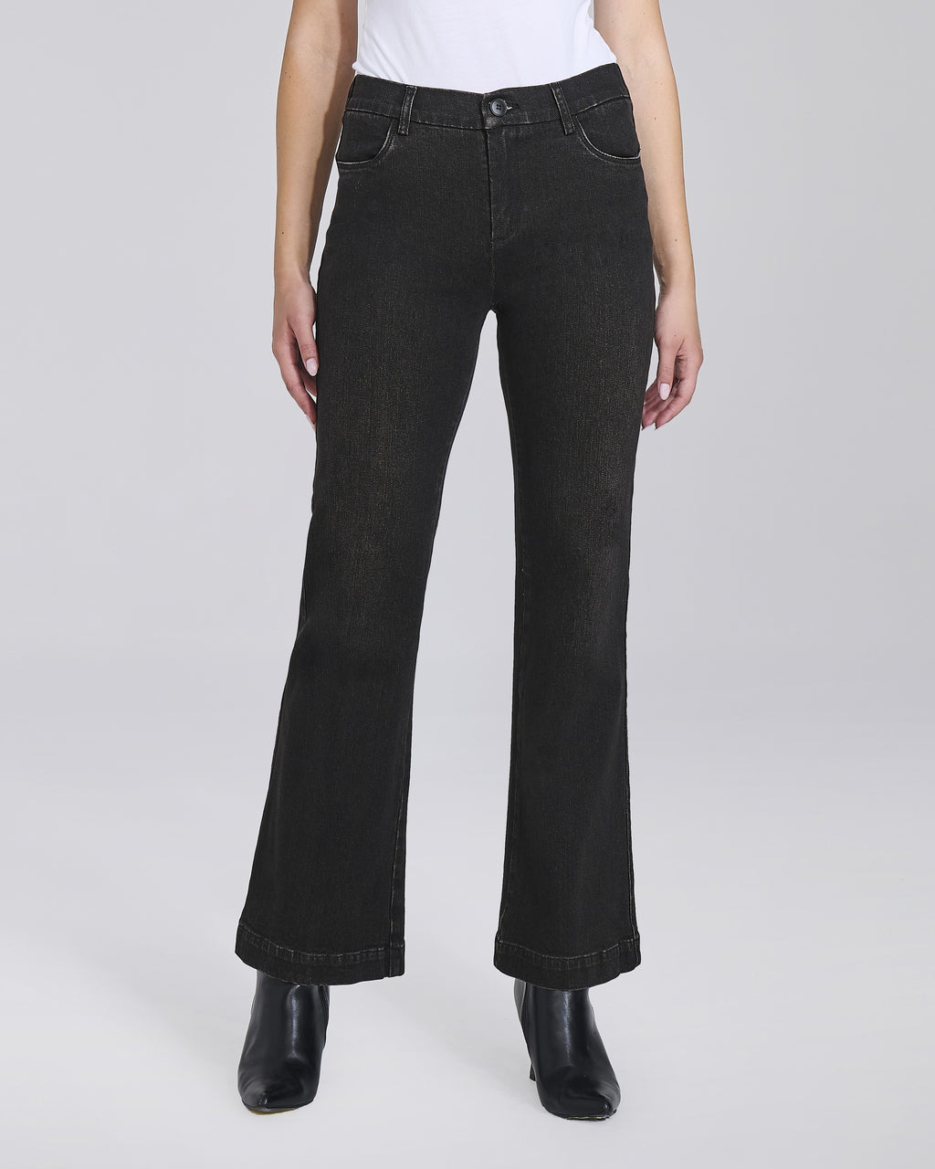 Jeans flare 5 tasche con elastico donna, colore Moro – Chiara Dalba