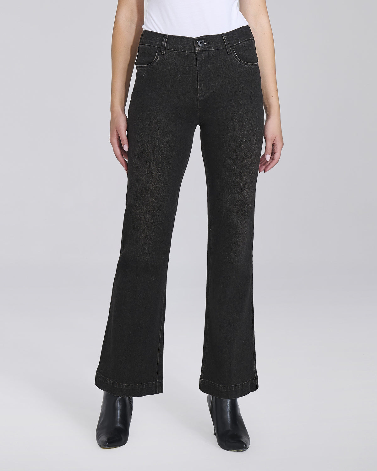 Jeans flare 5 tasche con elastico donna, colore Moro – Chiara Dalba