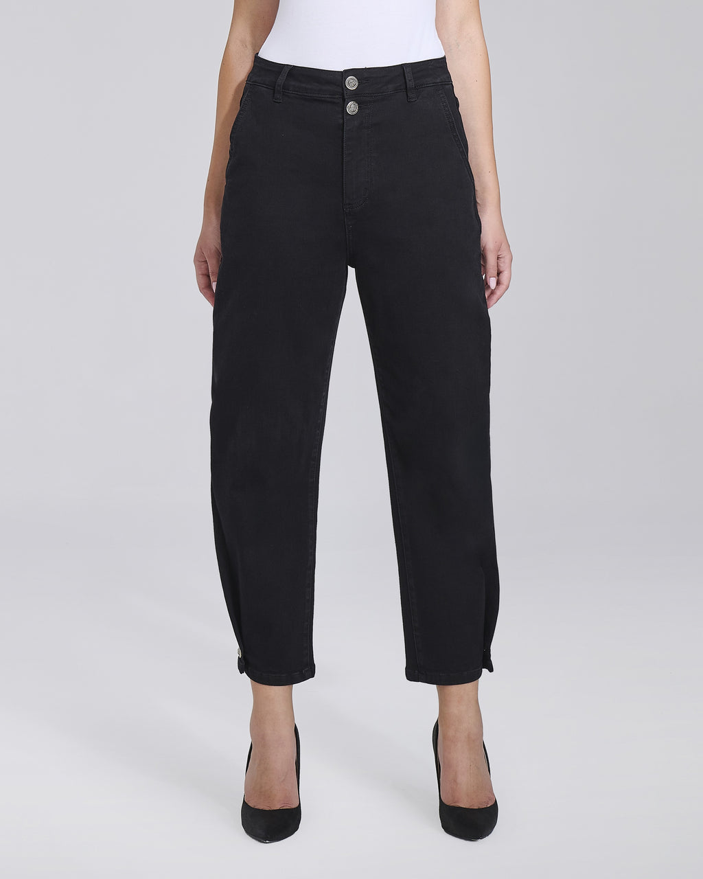 Jeans wide leg con bottoni sul fondo donna, colore Denim – Chiara Dalba