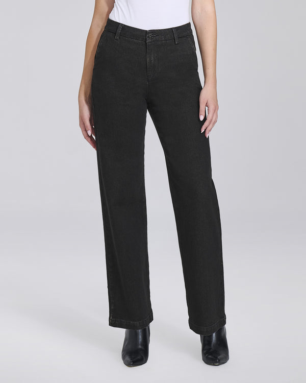 Jeans wide leg con tasche chino