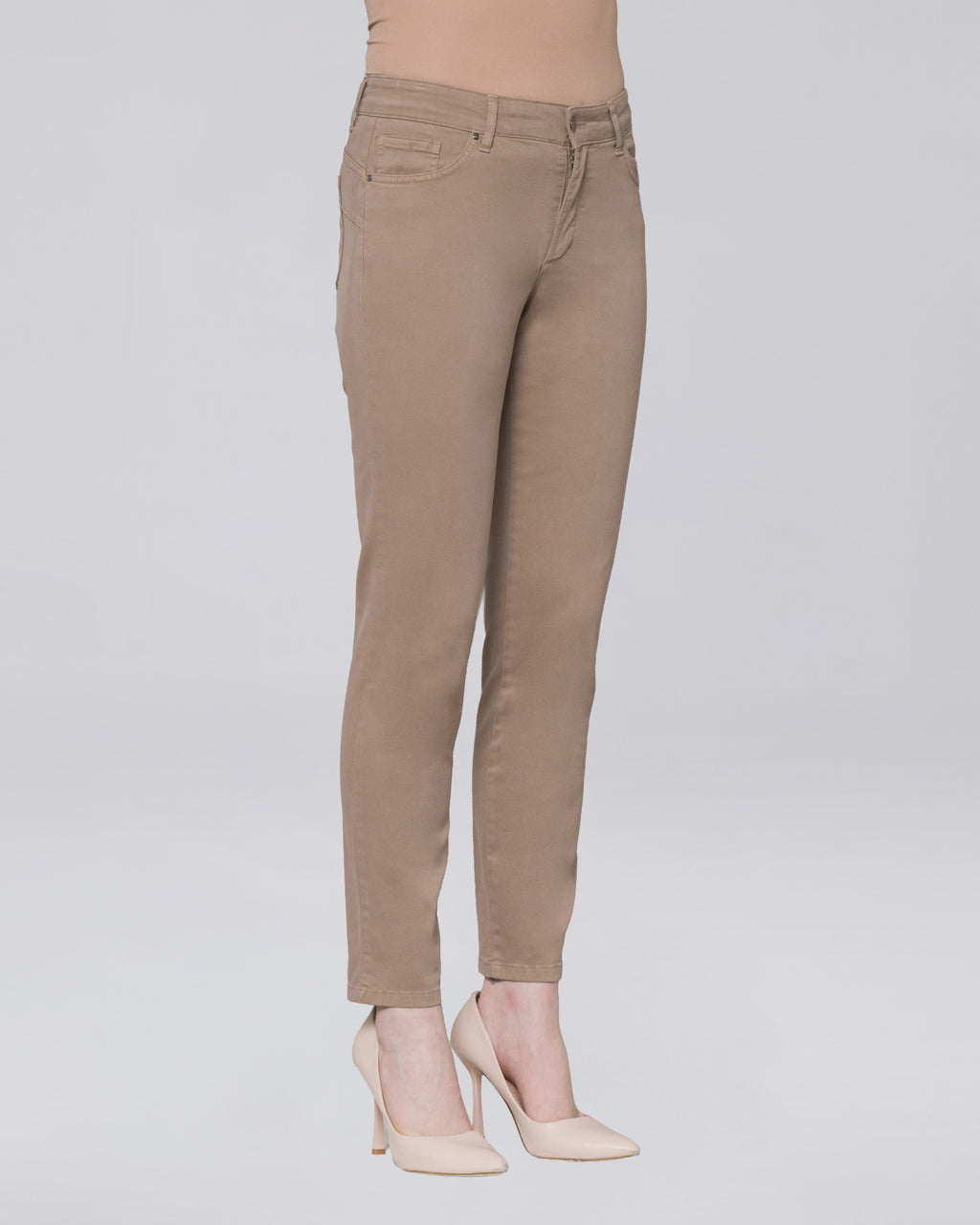 Pantalone Minerva 5 tasche slim donna, colore Beige – Chiara Dalba