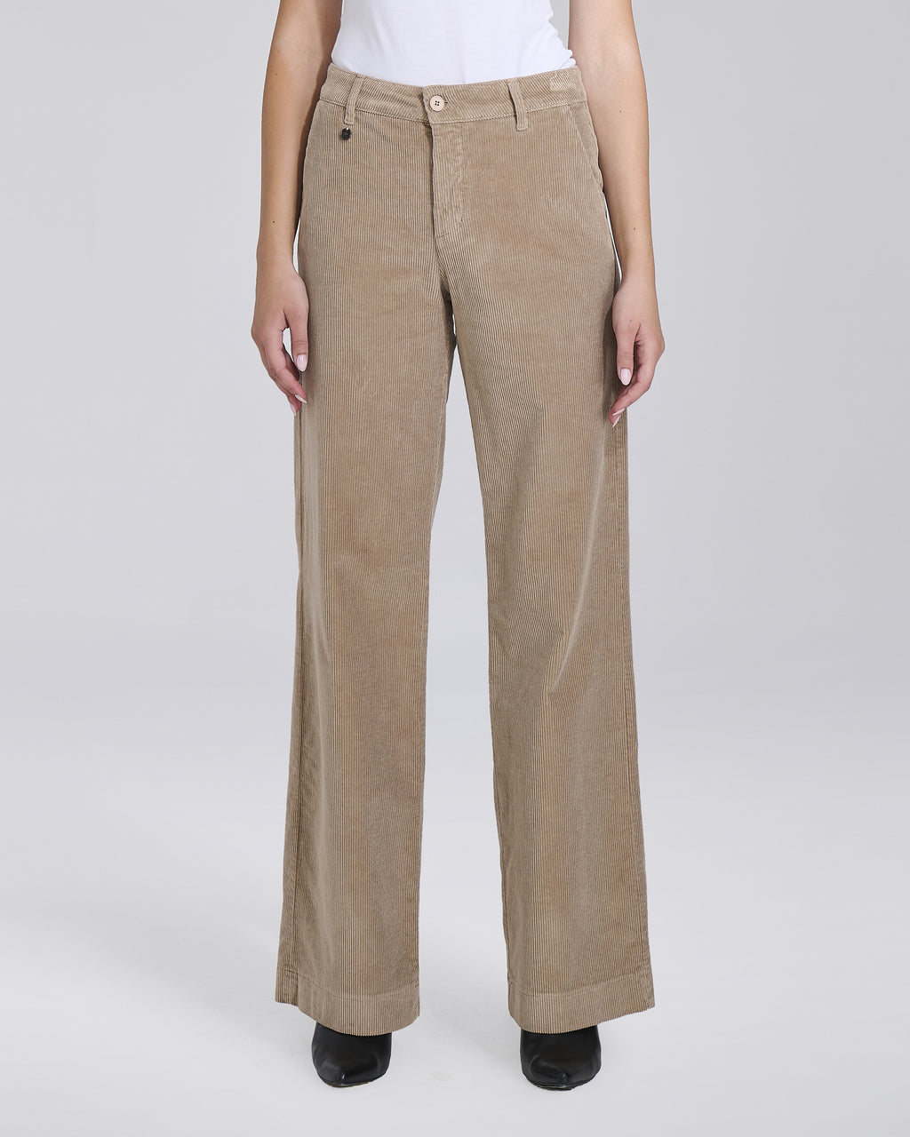Pantalone palazzo in velluto con tasche chino donna, colore Beige – Chiara Dalba