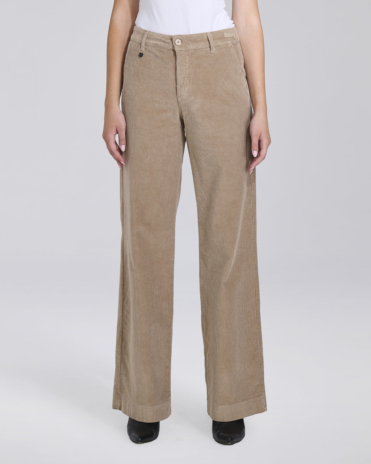 Pantalone palazzo in velluto con tasche chino donna, colore Beige – Chiara Dalba