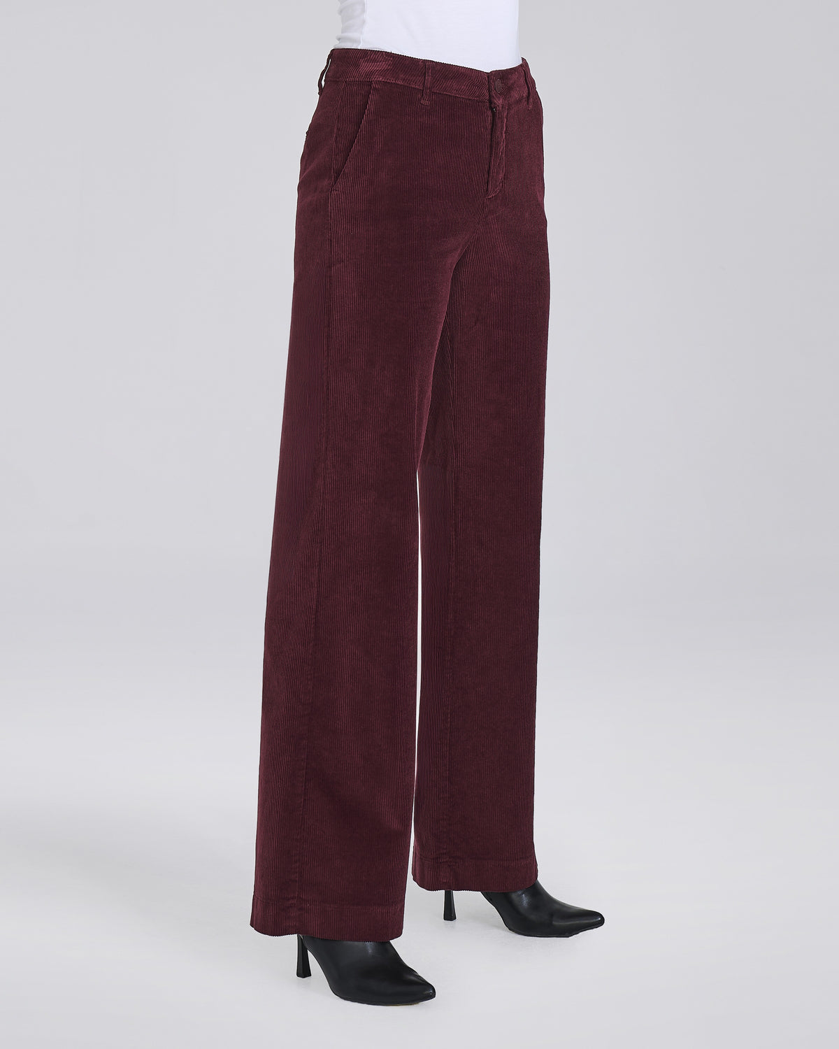 Pantalone palazzo in velluto con tasche chino donna, colore Borgogna – Chiara Dalba