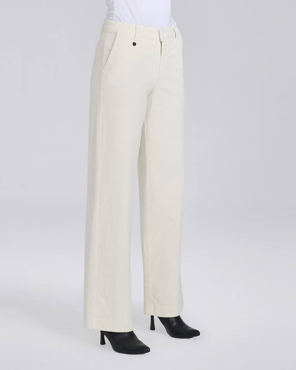 Pantalone palazzo in velluto con tasche chino donna, colore Burro – Chiara Dalba