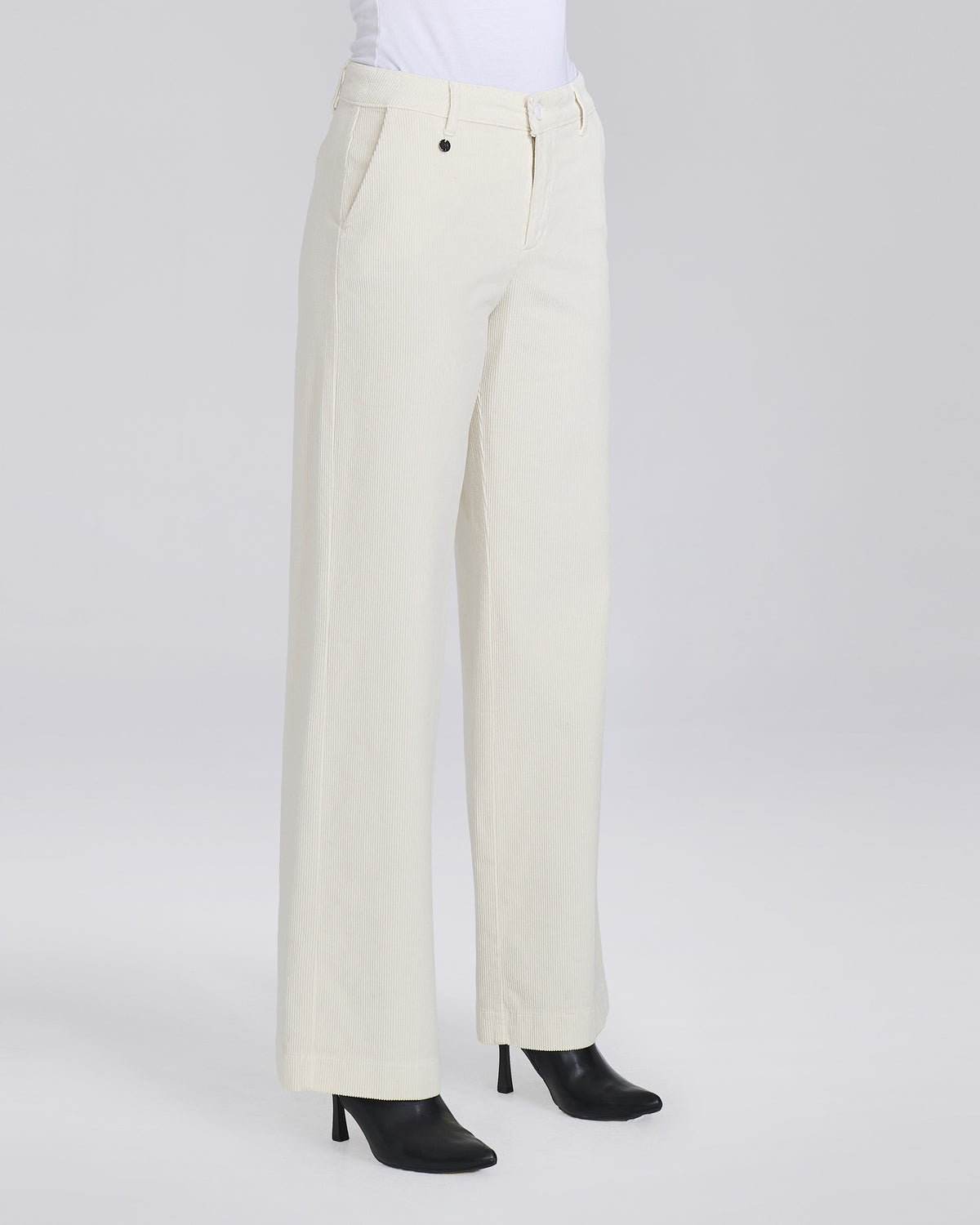 Pantalone palazzo in velluto con tasche chino donna, colore Burro – Chiara Dalba