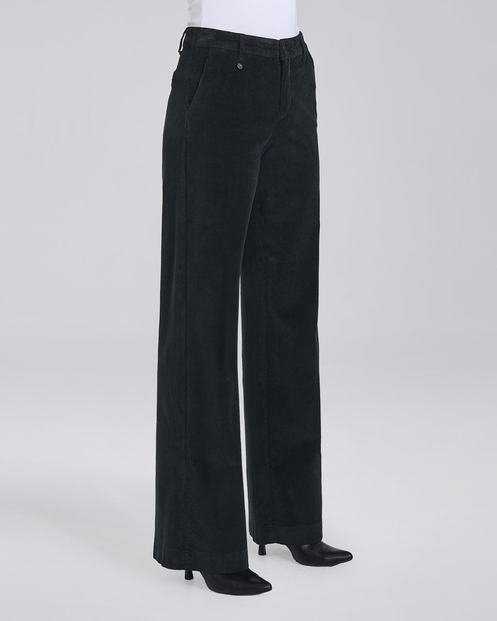 Pantalone palazzo in velluto con tasche chino donna, colore Nero – Chiara Dalba