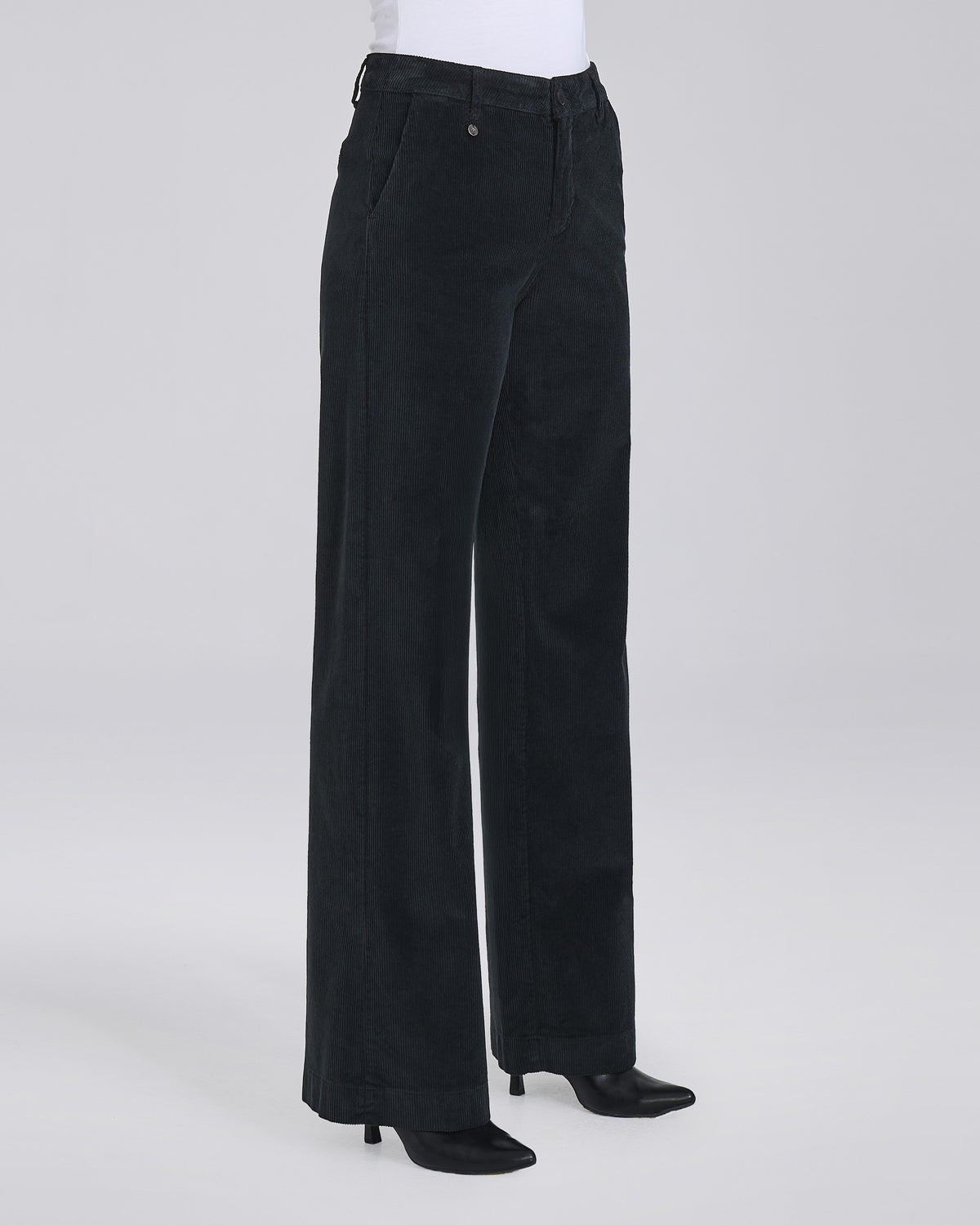 Pantalone palazzo in velluto con tasche chino donna, colore Nero – Chiara Dalba