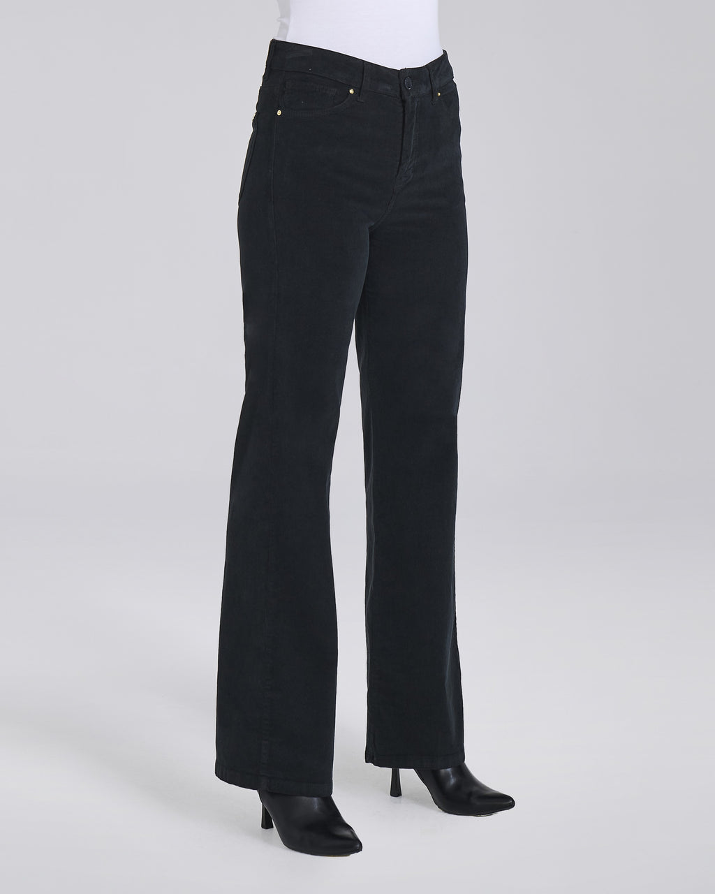 Pantalone palazzo in velluto 5 tasche donna, colore Nero – Chiara Dalba