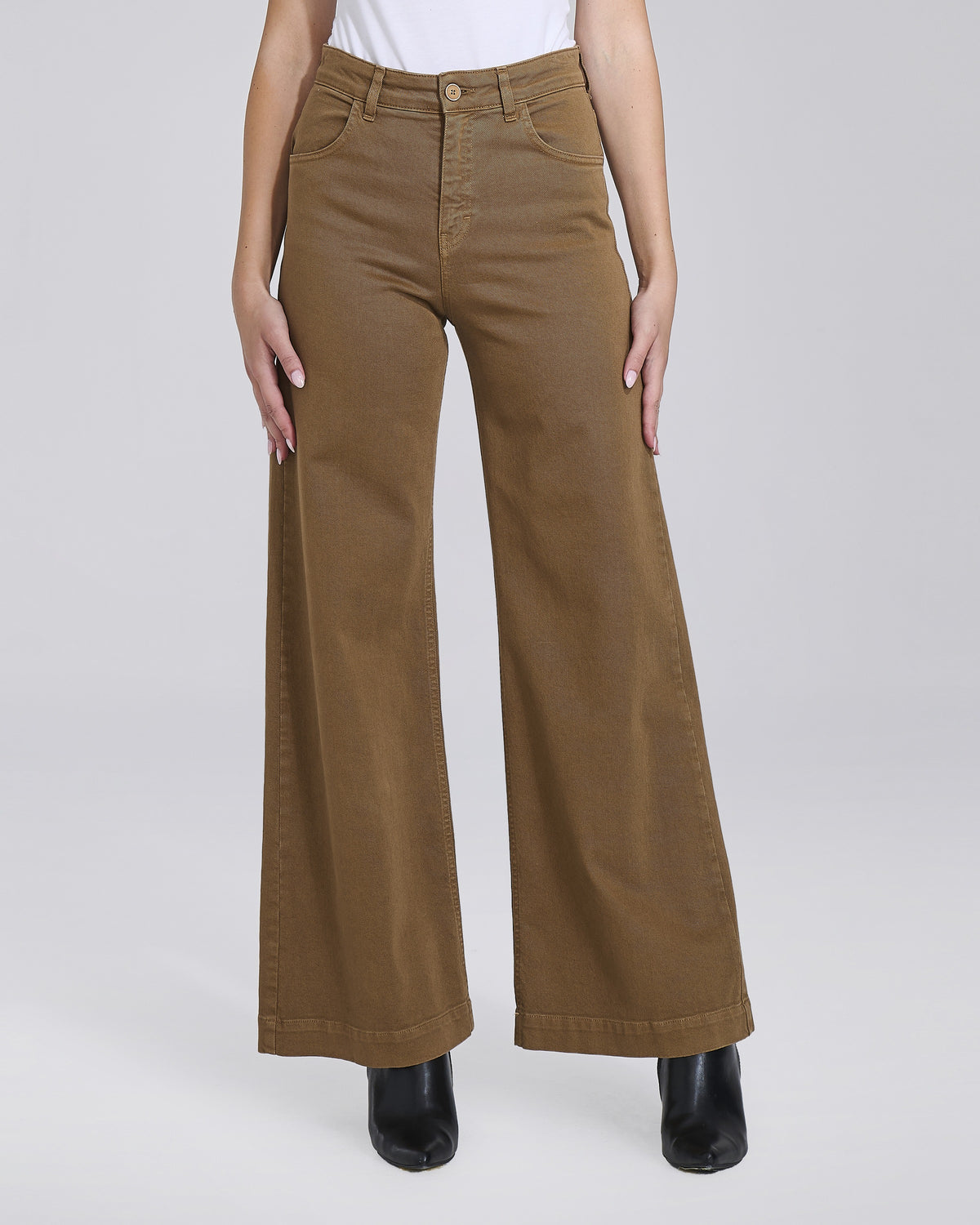Pantalone palazzo push up donna, colore Biscotto – Chiara Dalba