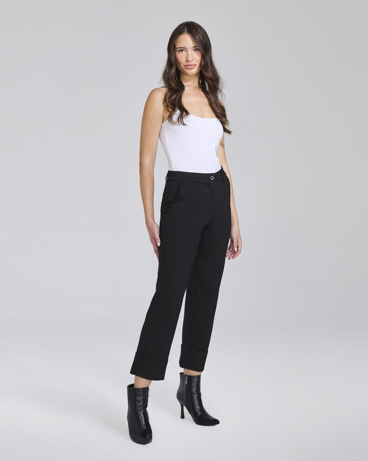 Pantalone in maglina a gamba dritta con risvolti donna – Chiara Dalba