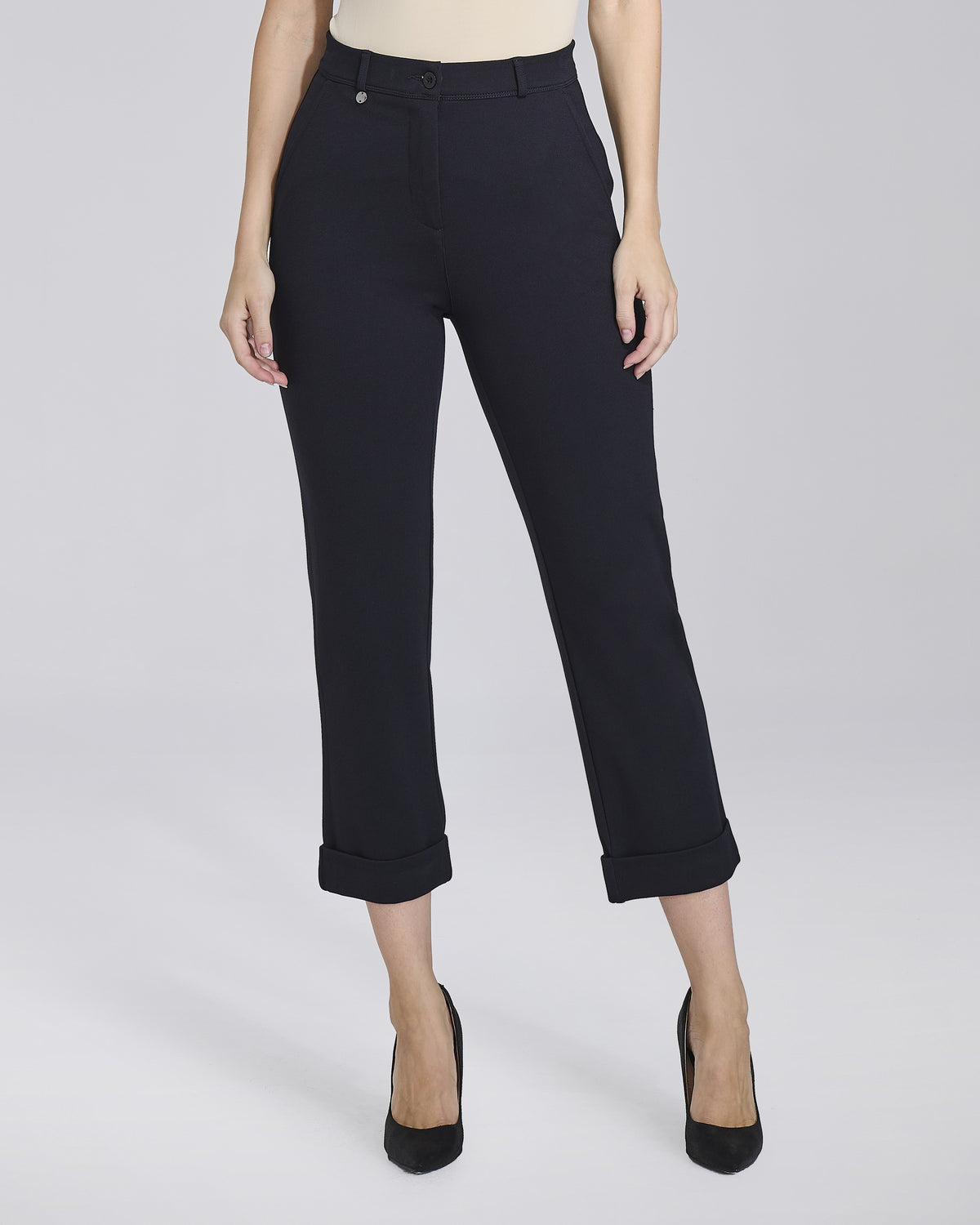 Pantalone in maglina cropped leggermente svasato con risvolti donna – Chiara Dalba, foto 4