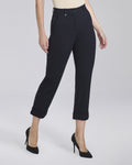 Pantalone in maglina cropped leggermente svasato con risvolti