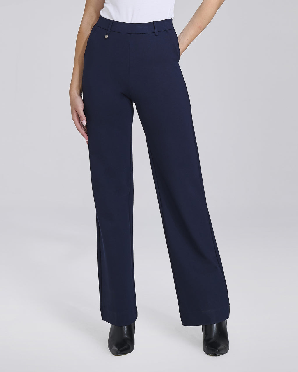 Pantalone palazzo dritto in maglina con tasche chino donna – Chiara Dalba, foto 2