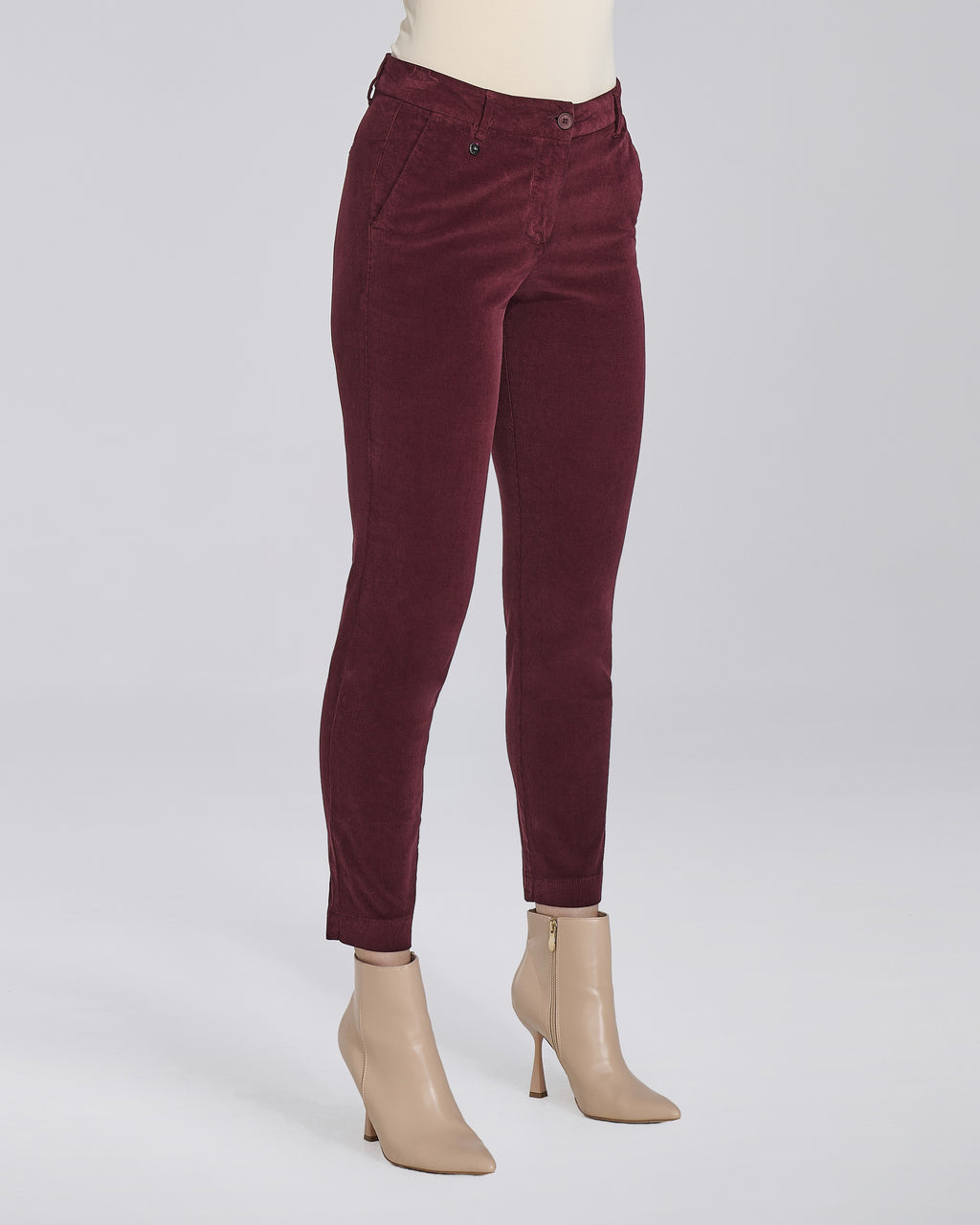 Pantalone Allegria con tasche chino donna, colore Borgogna – Chiara Dalba