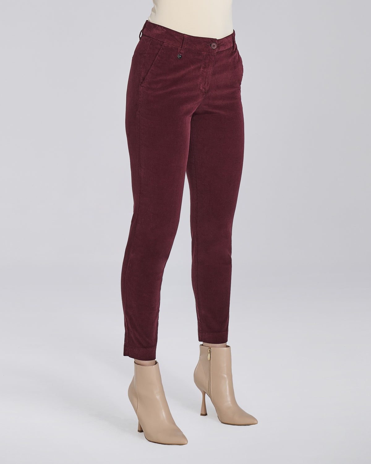 Pantalone Allegria con tasche chino donna, colore Borgogna – Chiara Dalba