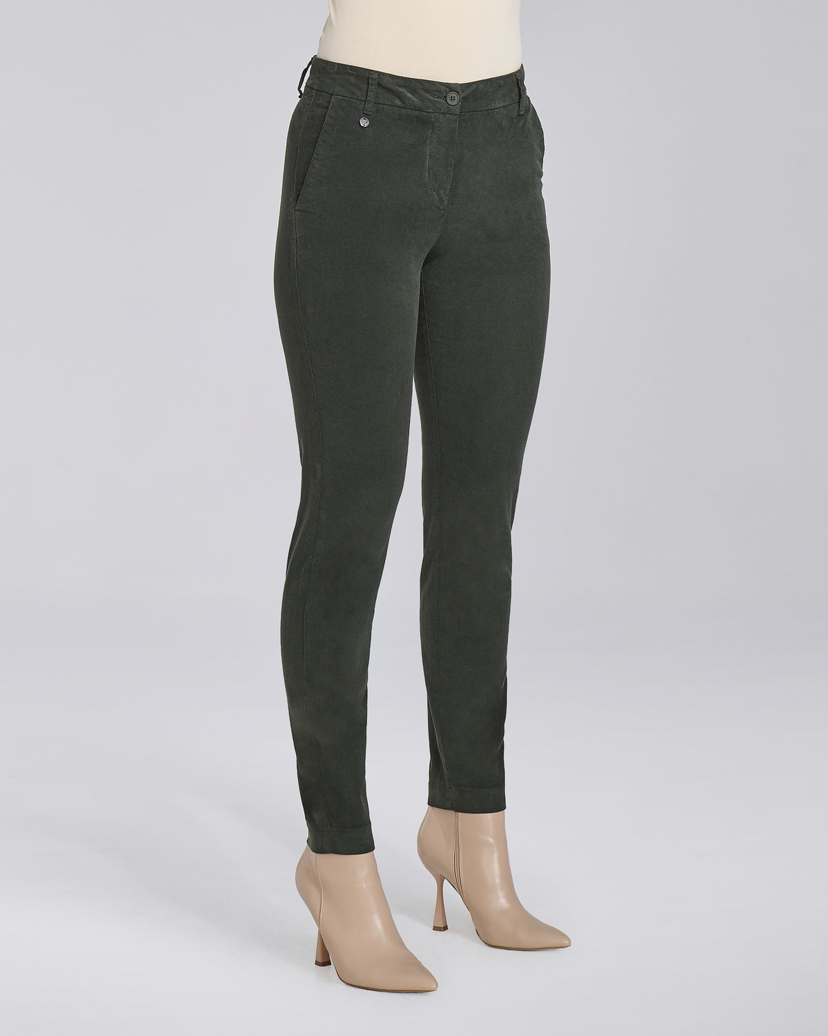 Pantalone Allegria con tasche chino donna, colore Verde Militare – Chiara Dalba