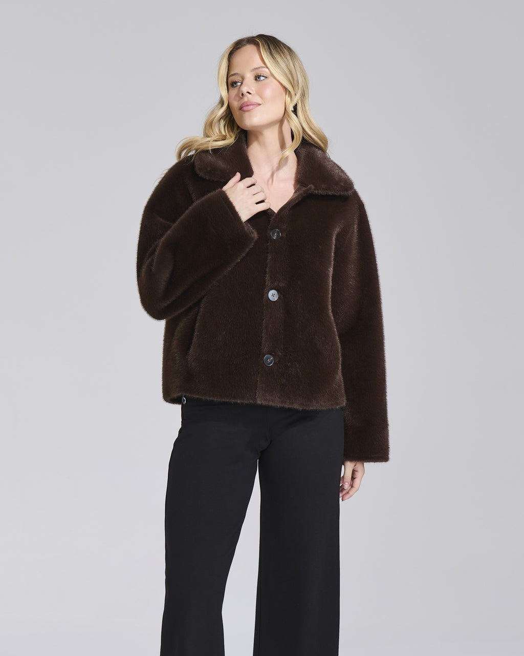 Giacca double ecopelle ed ecopelliccia donna – Chiara Dalba, foto 3